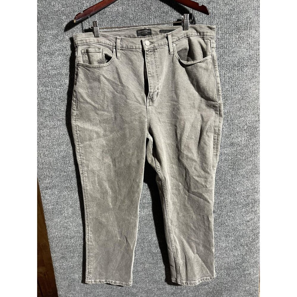 Banana Republic Jeans Womens 34 Light Grey High Rise Straight Stretch Denim